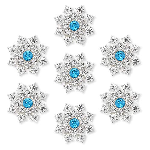 Product Cover Silver Crystal Snowflake Rhinestone Applique Embellishments - YIMIL Flat Back Rhinestone Embellishments for Buttons Brooches Crafts Flower Hair Accessories, Pack of 24.