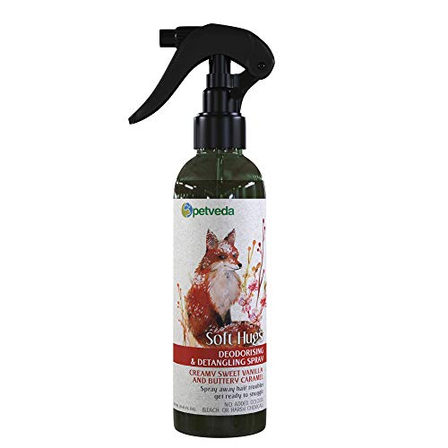 Product Cover Petveda Sweet Vanilla & Buttery Caramel Odor Control and Detangling Hair Mist | Alcohol Free | for Dogs & Cats | SLES & Paraben Free | 250ML