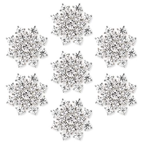 Product Cover Silver Crystal Snowflake Rhinestone Applique Embellishments - YIMIL Flat Back Rhinestone Embellishments for Buttons Brooches Crafts Flower Hair Accessories, Pack of 24.