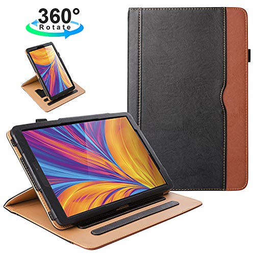 Product Cover ZoneFoker New Samsung Galaxy Tab A 10.1 inch 2019 Tablet Leather Case, 360 Rotating Multi-Angle Viewing Folio Stand Cases with Pencil Holder for Galaxy Tab A 10.1 SM-T510/SM-T515 - Black/Brown
