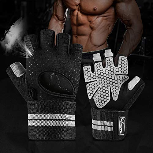 Product Cover RIGWARL Gym Gloves, Workout Gloves with Wrist Support for Men& Women, Anti-Slip Breathable Fitness Gloves for Weight Lifting Cross Training