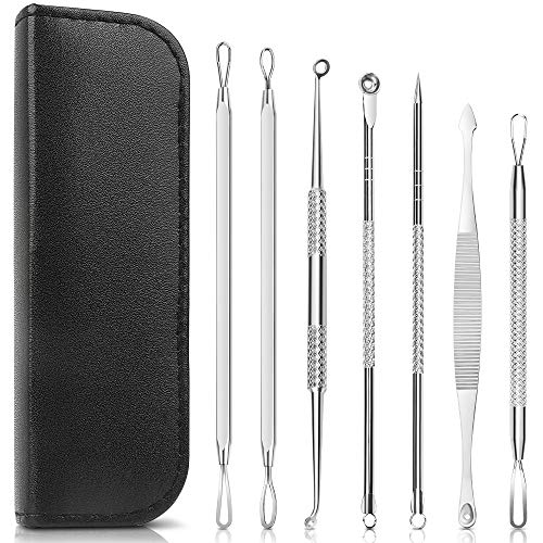 Product Cover 7 In 1 Pimple Blackhead Remover Extractor Tool Kit, Teenitor Professional Surgical Safe Treatment For Zit Popper White Head Acne Blemish Comedone Removing For Nose Face Skin
