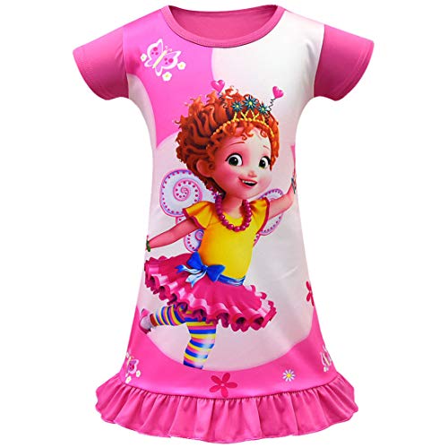 Product Cover MSSmile Comfy Girls Fancy Nancy Pajams Princess Casual Dress Nightgown Nightie for Toddler (110cm/4-5Y, Nancy Rose)