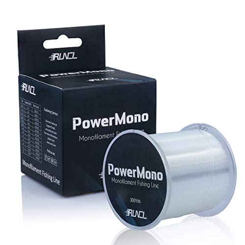 Product Cover RUNCL PowerMono Fishing Line, Monofilament Fishing Line - Ultimate Strength, Shock Absorber, Suspend in Water, Knot Friendly - Mono Fishing Line (Clear, 4LB(1.8kgs), 300yds)
