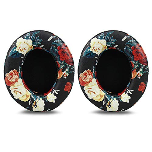 Product Cover Beats Studio 2/3 Replacement Earpads,Protein Leather/Memory Foam Ear Cushion Pads Cover Ear Cups for Beats Studio 2.0 Wired/Wireless B0500/B0501 & Studio 3.0 Over Ear Headphones,Floral Black