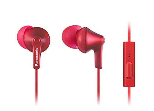 Product Cover Panasonic ErgoFit Earbud Headphones with Microphone and Call Controller Compatible with iPhone, Android and BlackBerry - RP-TCM125-R - in-Ear (Red), S/M/L Included