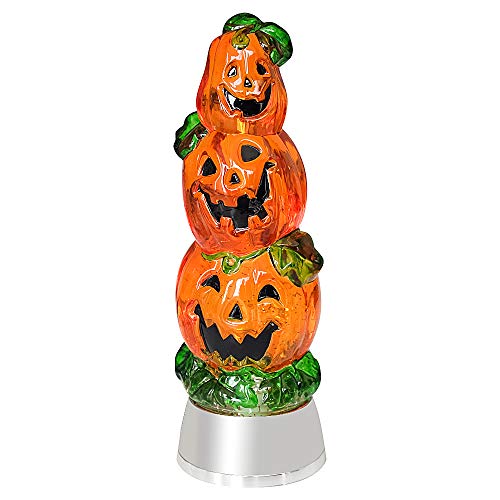 Product Cover Eldnacele Halloween Pumpkin Light Snow Globe Lighted Lamp with 6H Timer, Battery Operated Spinning Water Glittering Swirling Tornado Lights Tabletop Halloween Decoration Celebration Parties