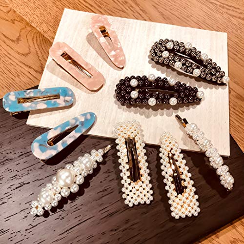 Product Cover Eliteus 10 PCS Large Elegant Hair Clips,Pearl Hair Barretes Acrylic Resin Hairpins for Women Girls, Multicolor/Multishape Fashion Hair Accessories Suit for Birthday Valentines Gifts Bling