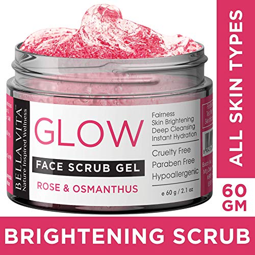 Product Cover Bella Vita Organic Face Scrub For Women & Men, Sensitive Skin With Rose, Osmanthus & Pomegranate | Brightening, Whitening, Cleansing & Glowing Skin, 60 g