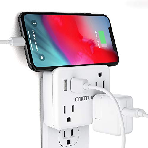Product Cover Cruise Power Strip No Surge Protector, OMOTON Travel Wall Tap with 3 Outlets & 2 USB Charging Ports,Travel Cruise Ship Accessories Must Have, Ultra Compact for Travel Home Hotel office-White