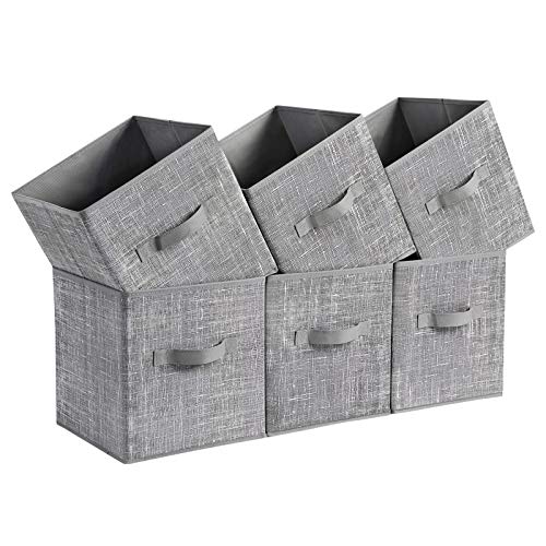 Product Cover SONGMICS Storage Boxes, Set of 6, Non-Woven Fabric Foldable Storage Cubes, Toy Clothes Organizer Bins, Heathered Gray UROB26LG