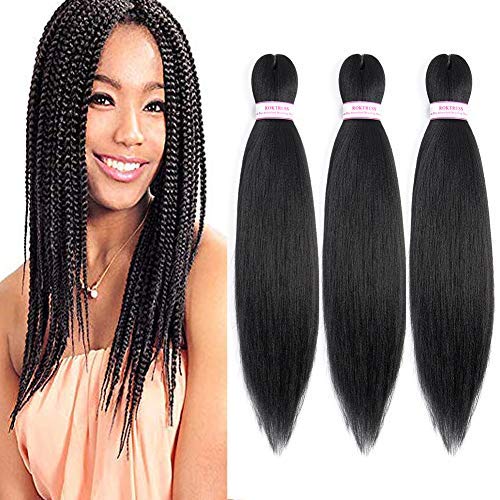 Product Cover Pre Stretched Braiding Hair 8 Packs Yaki Texture Crochet Braiding Hair Extension Itch Free Hot Water Setting Low Tempreture Kanekalon Synthetic Fiber (16
