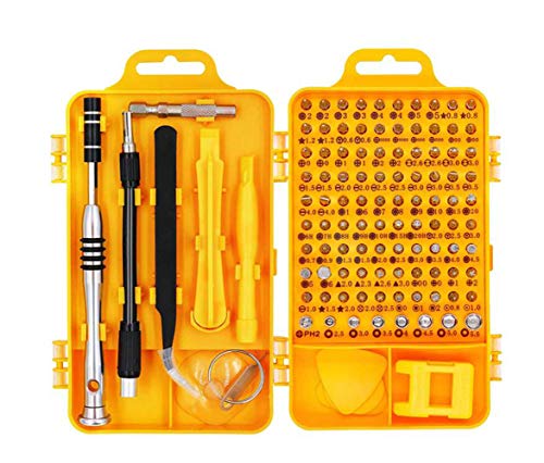 Product Cover Precision Screwdriver Set - 110 in 1 professional repair tool kit magnetic driver kit for iphone/ipad/android/laptop/pc etc (Yellow)