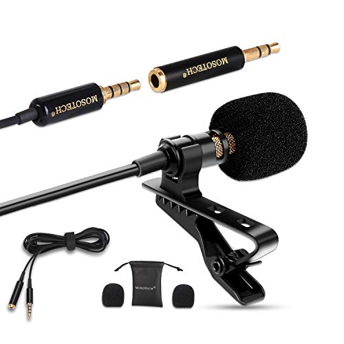 Product Cover Lavalier Microphone, Omnidirectional Condenser Lavalier MIC for Recording YouTube Interview (Suitable for iPhone/Android/Windows/Camera)
