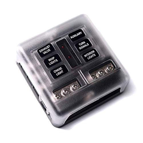 Product Cover 6-Way Fuse Block W/Negative Bus - Soyond ATC/ATO Fuse Box with LED Warning Indicator & Durable Protection Cover for Automotive Car Boat Marine RV Truck DC 12-24V, Fuses Not Included