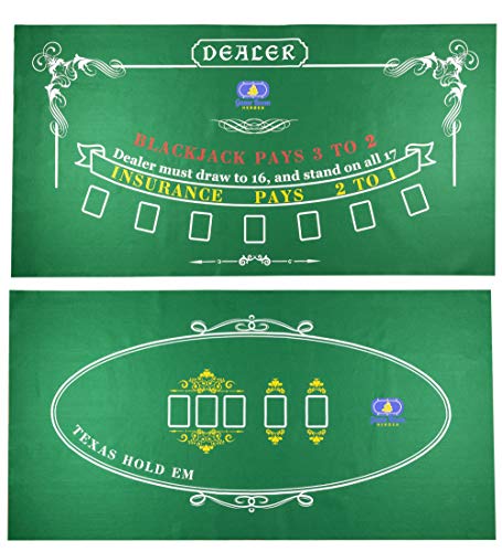 Product Cover Game Room Heroes Tabletop Casino Felt for Texas Holdem Poker and Blackjack - Professional Grade Mat
