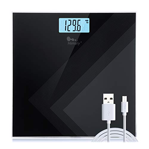 Product Cover Digital Body Weight Scale, USB Rechargeable Bathroom Scale with Step-On Technology, Backlight Display, High Precision Measurements, 400Ibs/180kg Capacity, 6mm Tempered Glass