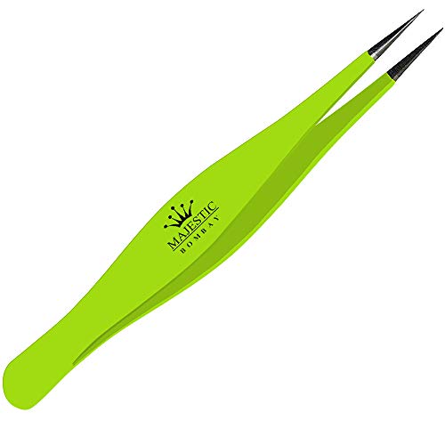 Product Cover Surgical Tweezers for Ingrown Hair - Precision Sharp Needle Nose Pointed Tweezers for Splinters, Ticks & Glass Removal - Best for Eyebrow Hair, Facial Hair Removal(1 pack pointed, green)