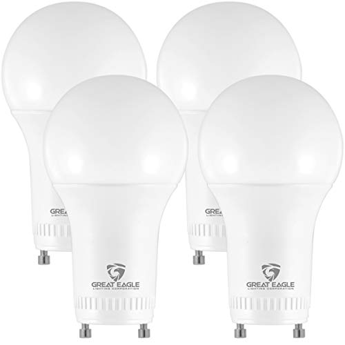 Product Cover Great Eagle LED GU24 Base, A19 Shape, 9W (60W Equivalent), Dimmable, 2700K Warm White, 800 Lumens, UL Listed, Twist-in Light Bulb (4-Pack)