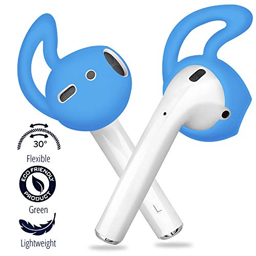 Product Cover FONY Apple Airpods Ear Hooks and Covers Anti-Slip Silicone Accessories Compatible with AirPods 1/2 or EarPods Headphones/Earbuds/Earphones (Blue 2 Pairs)