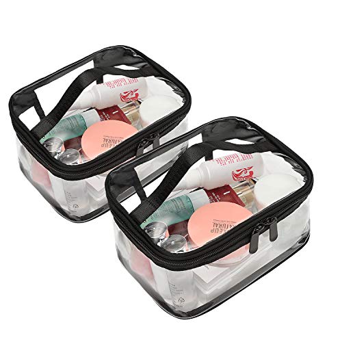 Product Cover Bagail Large Clear Makeup Bag Zipper Waterproof Transparent Portable Travel Storage Pouch Cosmetic Toiletry Bag With Handle (2 Set)