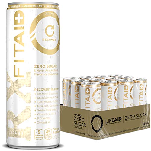 Product Cover FITAID Rx Zero | No Artificial Flavors/Sweeteners | Keto-Friendly | #1 Post-Workout Recovery Drink | 0g Sugar | Creatine, BCAAs, Glucosamine, Omega-3s, Green Tea | 5 Calorie | 12 Fl Oz (Pack of 12)