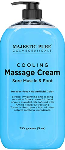Product Cover MAJESTIC PURE Cooling Foot and Muscle Massage Cream - for Sore Muscle, Body & Foot, Sports Massage - Advanced Formula with Soothing & Calming Essential Oils - 9 fl oz