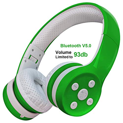 Product Cover Yusonic Kids Bluetooth Headphones Wireless Over Ear Volume Limited Foldable Headset with Mic Stereo Cordless Ear Muffs for Cell Phones TV Computer Toddler Tablet Game School Boys Girls (Green