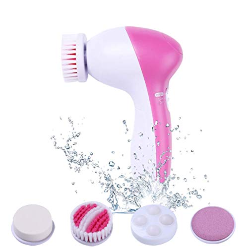 Product Cover 【 Newest 2020 】Gackoko Facial Cleansing Brush-Waterproof Face Spin Brush Set with 5 Brush Heads，Gentle Exfoliating and Removing Blackhead，Deep Cleansing face (PINK)