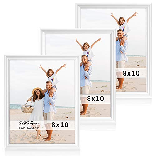 Product Cover LaVie Home 8x10 Picture Frames(3 Pack, White) Single Photo Frame with High Definition Glass for Wall Mount & Table Top Display, Set of 3 Basic Collection