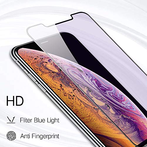 Product Cover PERFECTSIGHT HD Clear Blue Light Filter Tempered Glass Screen Protector for iPhone 11 2019 6.1 inch, iPhone Xr 2018 - Anti Fingerprint, 2 Stronger, Alignment Frame Easy Installation (1 Pack)