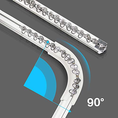 Product Cover 10.8ft Aluminum Curtain Track Curtain Rail Set, Length can be Adjusted and Extended Freely with 90 Degree Corner Bends, Room Divider, More Suitable for Living Room Windows or Picture Windows (White)