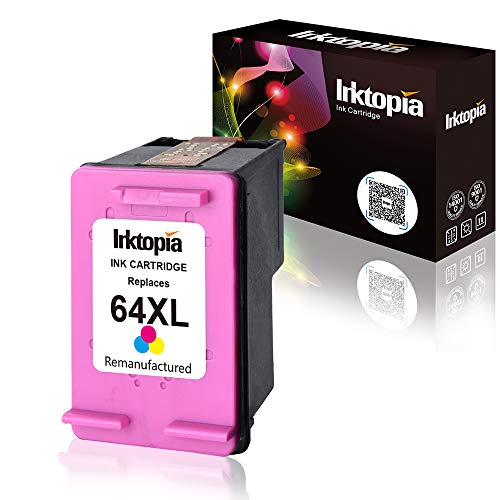 Product Cover Inktopia Remanufactured Ink Cartridges Replacement for HP 64XL 64 XL Single Tri-Color Ink Cartridge (N9J91AN) for HP Envy Photo 6252 6255 6258 7155 7158 7164 7855 7858 7864 for HP Envy 5542 Printer