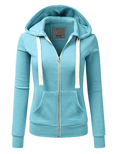 Product Cover NINEXIS Womens Long Sleeve Zip Up Hoodie Top Color Block Basic Casual Hooded Sweatshirt