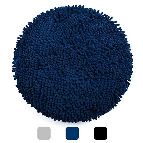 Product Cover Pretigo Chenille Bath Rug Toilet Lid Cover, 16.5 Inch Size, Machine Washable, Ultra Soft Plush Fabric Covers, Fits Most Size Toilet Lids for Bathroom (Navy Blue)