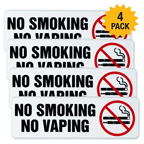 Product Cover No Smoking No Vaping Sign: Indoor Outdoor No Smoking Warning. 9 x 3 Inches, Pack of 4