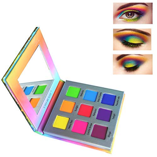Product Cover Highly Pigmented Eyeshadow Palette,YMH BEAUTE 9 Colors Bright Eye Makeup Palette Matte Eye Shadow Palettes Long Lasting Waterproof Colorful Cruelty-free Vegan Cosmetics, Rainbow