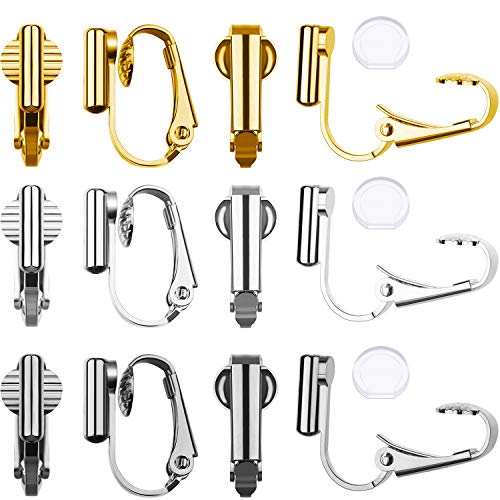 Product Cover 9 Pairs Clip-on Earrings Converter Components 3 Colors for Non-Pierced Ears and Comfort Earring Pads (Style A)