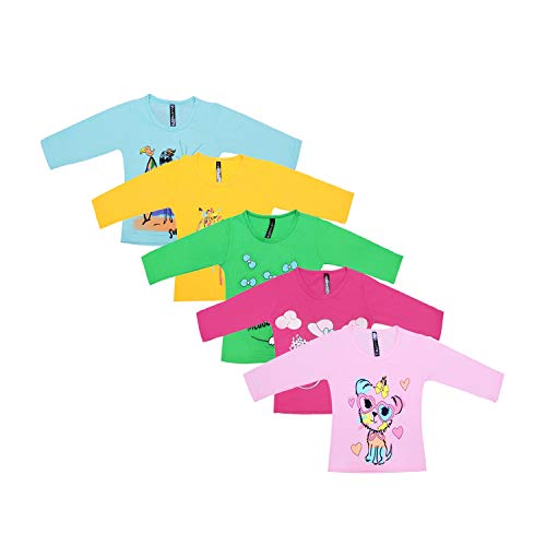 Product Cover Kuchipoo Girls' Cotton T-Shirt (KUC-TSHRT-114-2-3 Years, Multi-Colored, 2-3 Years, Pack of 5)