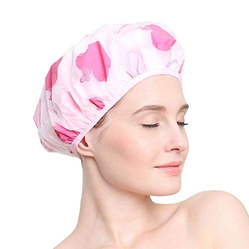 Product Cover Utilityzone Plastic Reusable Elastic Shower Cap for Adults and Children (Free Size, Multicolour) - Set of 3