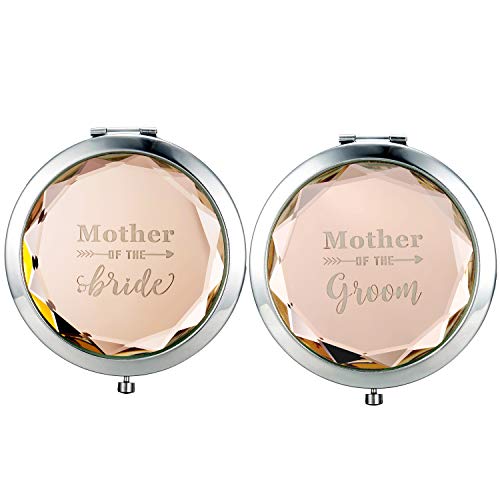 Product Cover Humphrey Amelia Pack of 2 Engraved Mother of The Bride and Mother of The Groom Makeup Mirror Bridal Shower Party Wedding Proposal Gifts (Champagne)