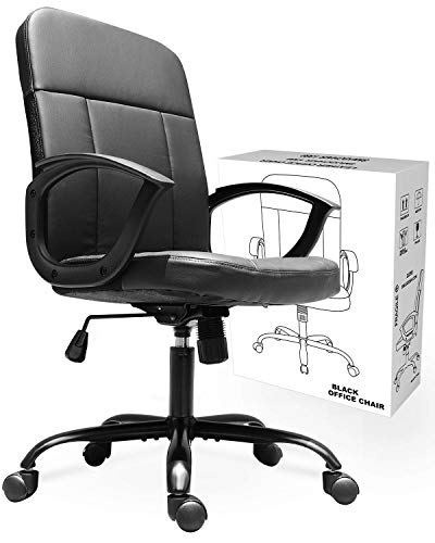 Product Cover Office Chair, Mid Back Premium Bonded Leather Office Computer Swivel Desk Task Chair, Ergonomic Executive Chair with Lumbar Padding and Armrests