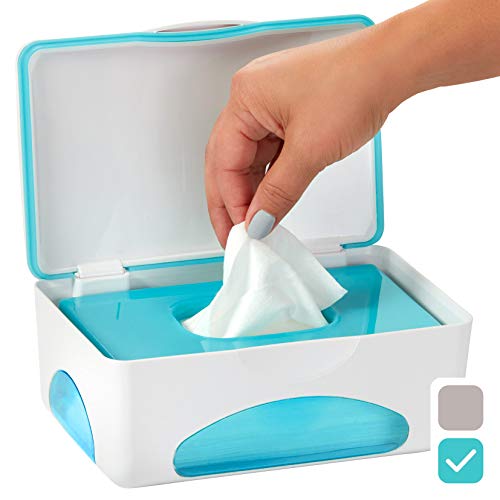 Product Cover hiccapop Baby Wipe Dispenser | Baby Wipes Case | Baby Wipe Holder Keeps Diaper Wipes Fresh | Non-Slip, Easy Open & Close Wipe Container (Teal w/Teal Window)