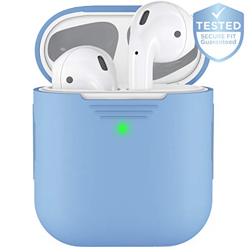 Product Cover PodSkinz AirPods 2 & 1 Case [Front LED Visible] Protective Silicone Cover and Skin Compatible with Apple AirPods (Without Carabiner, Baby Blue)