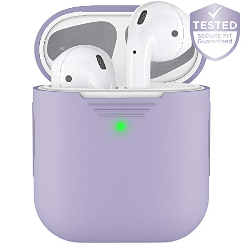 Product Cover PodSkinz AirPods 2 & 1 Case [Front LED Visible] Protective Silicone Cover and Skin Compatible with Apple AirPods (Without Carabiner, Lavender)