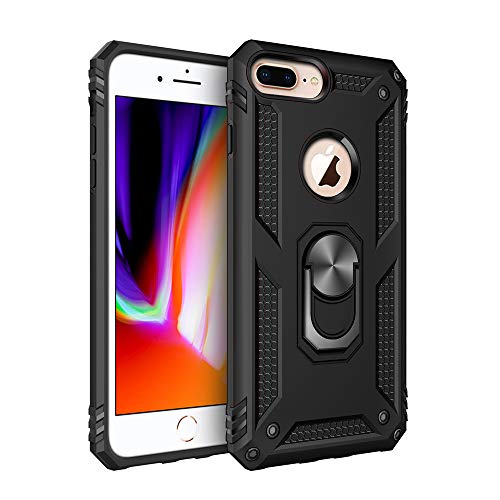 Product Cover GAOAG Case for iPhone 7 Plus/8 Plus, Shockproof Kickstand Case Impact Protection Function Cover,360 Degree Rotating Ring Holder Case Work with Magnetic Car Mount for iPhone 7 Plus/8 Plus (Black)