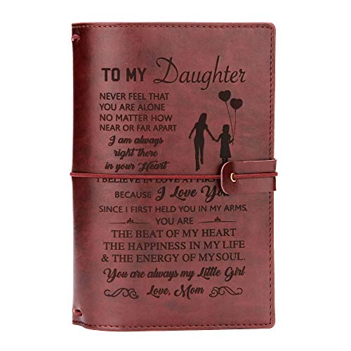Product Cover FAYERXL Daughter Journal Leather From Mom-lined journal notebook inspirational,Personalized Journals Gift Ideas for Daughter,Back to School Gift for Students (To my daughter-Love Mom)