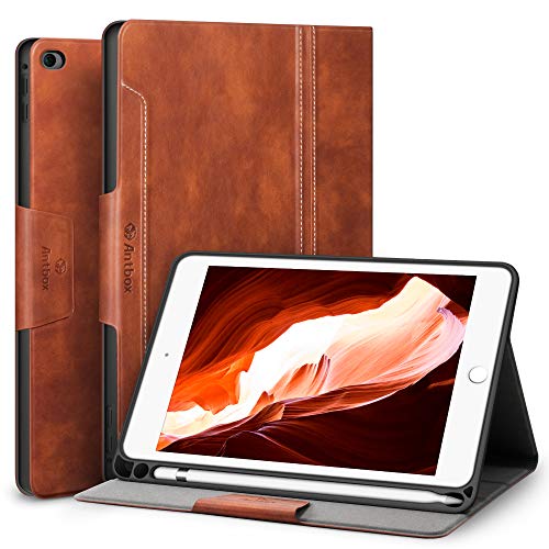 Product Cover Antbox Case for iPad Mini 5 2019 (5th Generation 7.9 inch) / iPad Mini 4 with Built-in Apple Pencil Holder PU Leather Smart Cover with Auto Sleep/Wake Stand Function (Brown)