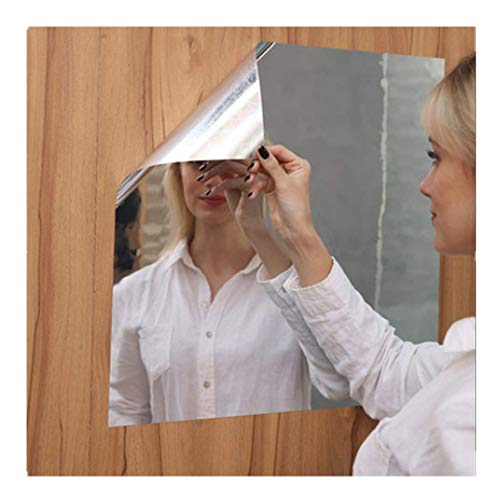 Product Cover Soft Mirror Sticker,Big Flexible Mirror Sheets Full Body Mirror Self-Adhesive Wall Non Glass Cuttable Plastic Sheet (Silver)
