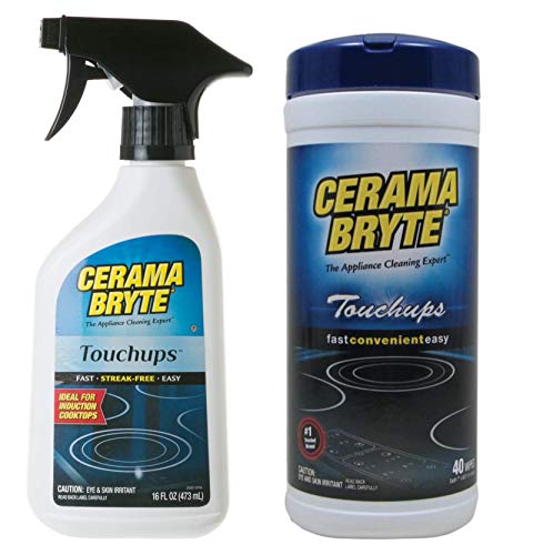 Product Cover Cerama Bryte Touchups Combo Ceramic Cooktop Cleaner - Touchups Wipes 40 Count, Touchups Spray 16 oz